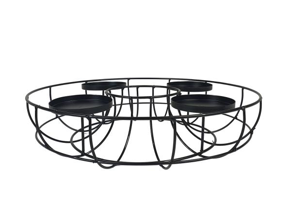 Adventskranz Metall schwarz  mit Gläsern Ø 35cm